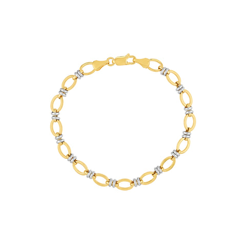 Two-Tone Flat Oval Link Bracelet