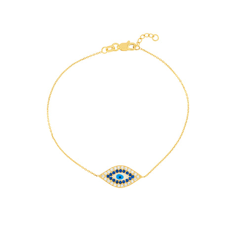 CZ-Lined Evil Eye Adjustable Bracelet