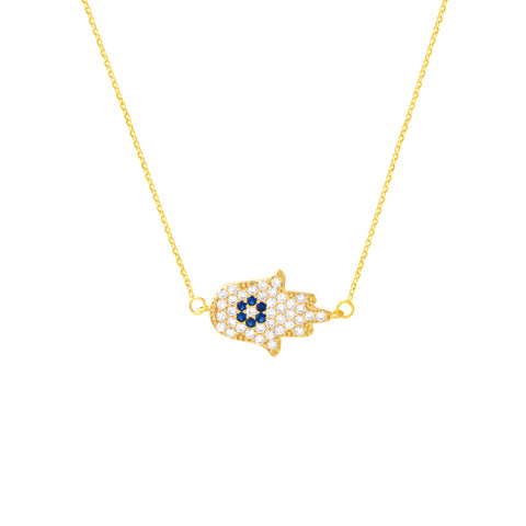 CZ Hamsa Hand Adjustable Necklace