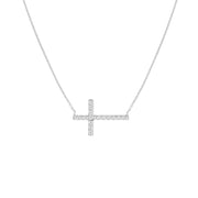 Sideways Cross Necklace with 1/5tcw Diamond