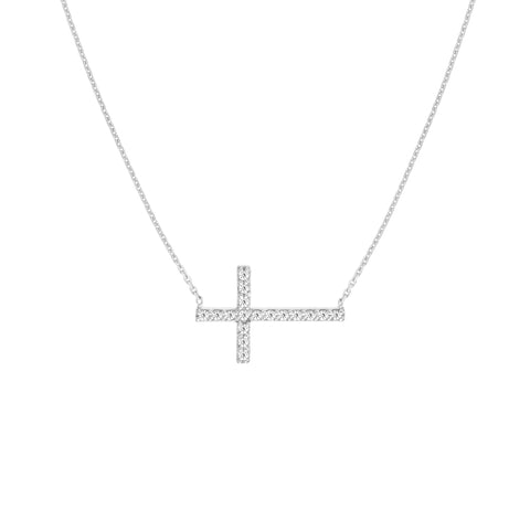 Sideways Cross Necklace with 1/5tcw Diamond