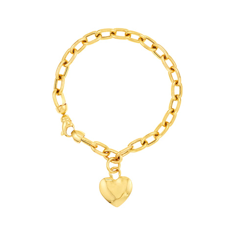 Heart Charm on Oval Rolo Chain Bracelet