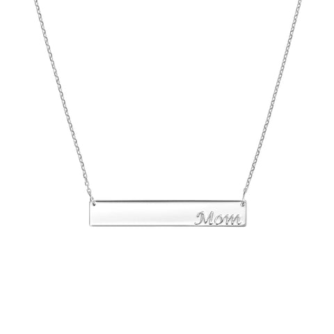 Mom Bar Necklace in Plated Sterling Silver