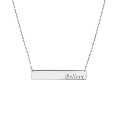 Believe Bar Necklace in Plated Sterling Silver