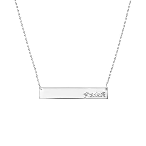 Faith Bar Necklace in Plated Sterling Silver