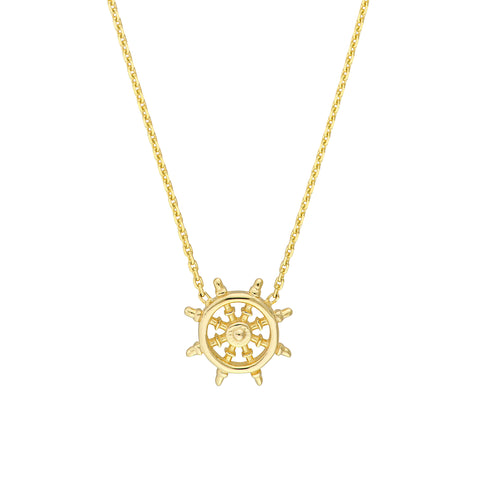 Mini Ship Wheel Adjustable Necklace