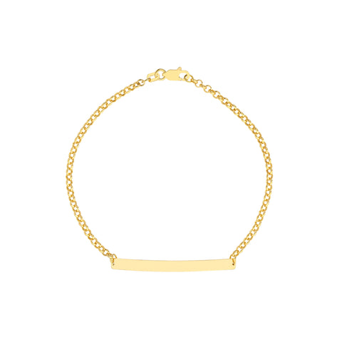 Engravable ID Bar Rolo Chain Bracelet