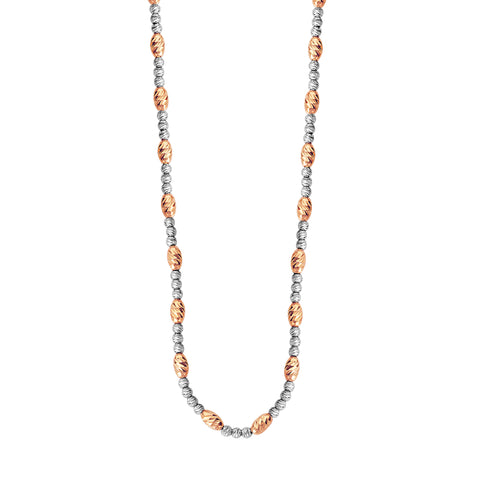 D/C  White and Rose Gold Bead Necklace