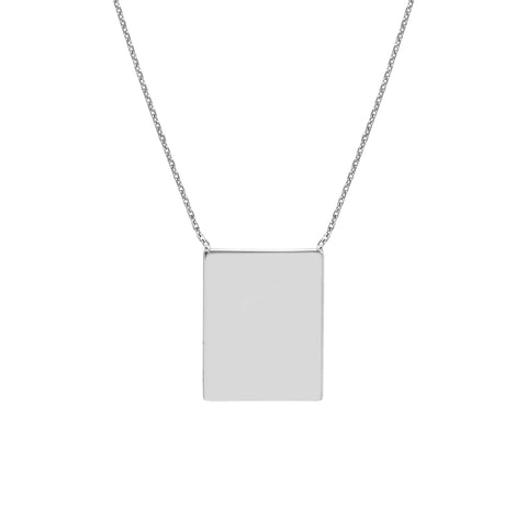 Plated Sterling Silver Engravable Rectangle Necklace