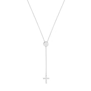 Cross Lariat Necklace with Disc