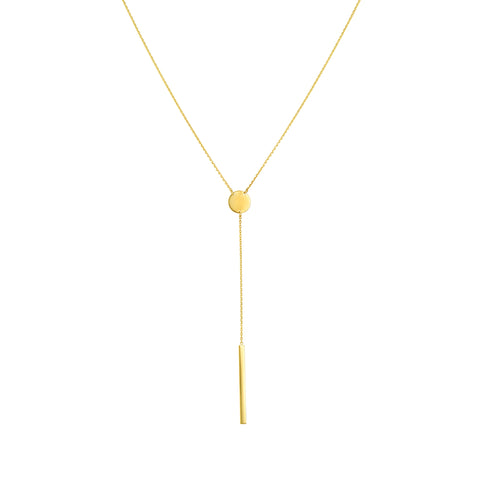 Disc and Bar Lariat Necklace