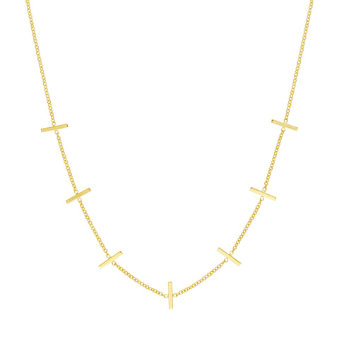 Seven Upright Staple Bars Necklace