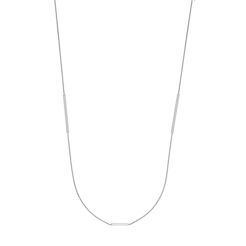 Sterling Silver Staple Bar Station Long Necklace