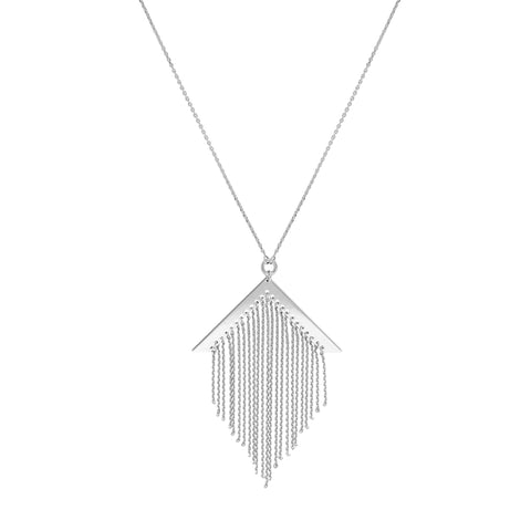 Sterling Silver Chevron Fringe Adjustable Necklace