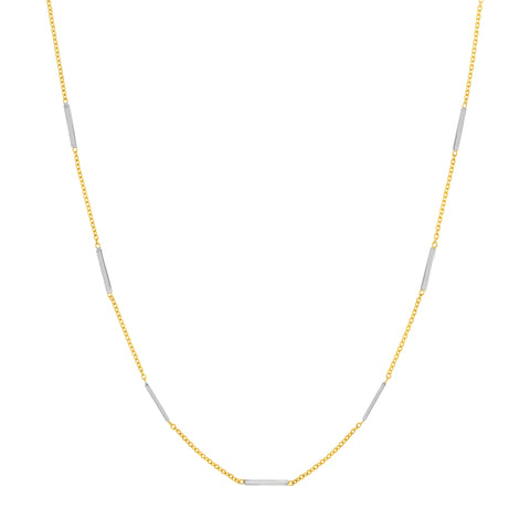 Two-Tone Staple Bar Stations Adjustable Necklace