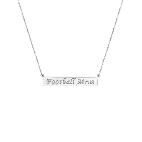 Plated Sterling Silver Football Mom Bar Necklace