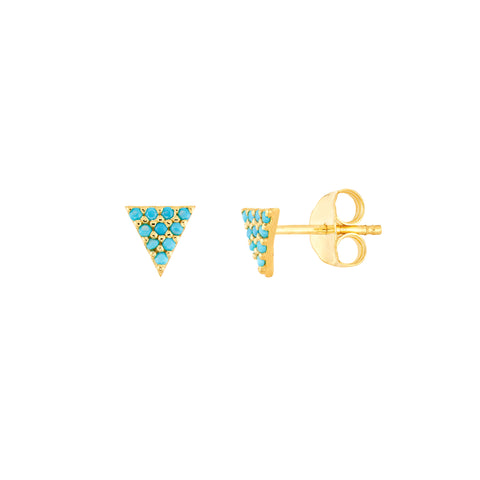 Simulated Turquoise Triangle Stud Earrings