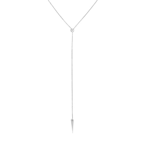 CZ Bezel and Spear Lariat Necklace