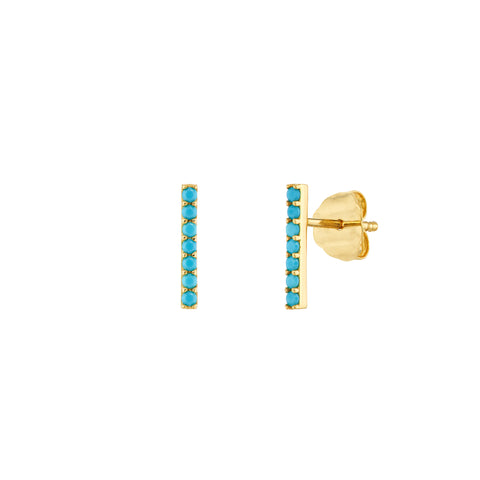 Simulated Turquoise Staple Stud Earrings