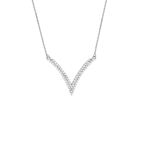 Sterling Silver CZ Chevron Adjustable Necklace