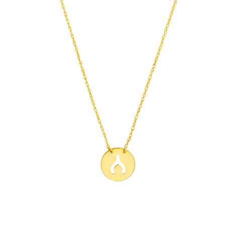 So You Cutout Wishbone Mini Disc Adjustable Necklace