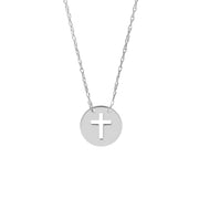 So You Cross Cutout Mini Disc Adj Necklace