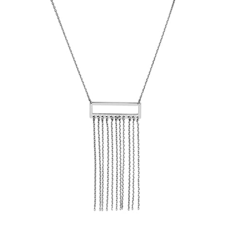 Sterling Silver Open Bar with Fringe Adjustable Necklace