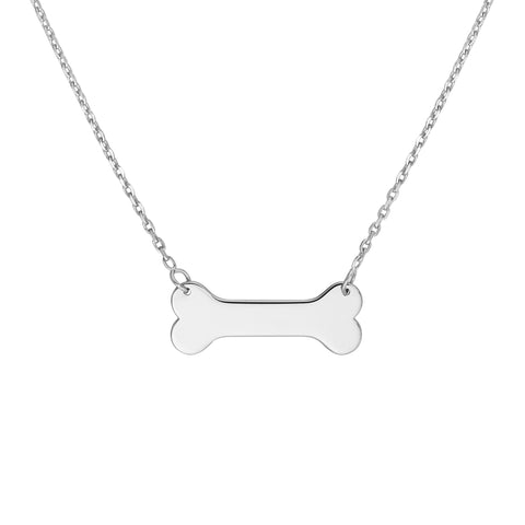 Plated Sterling Silver Engravable Dog Bone Necklace