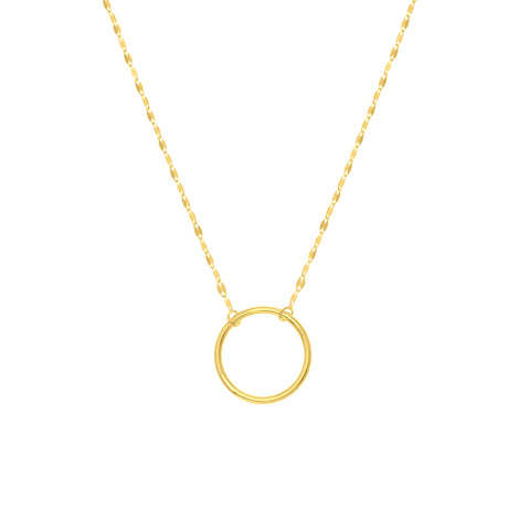 Open Circle Pendant on Piatto Chain Necklace