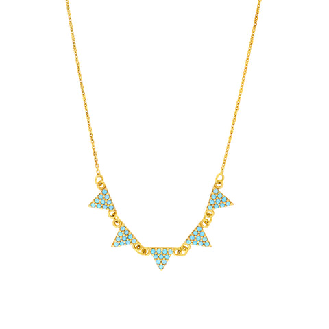 Simulated Turquoise Triangle Necklace