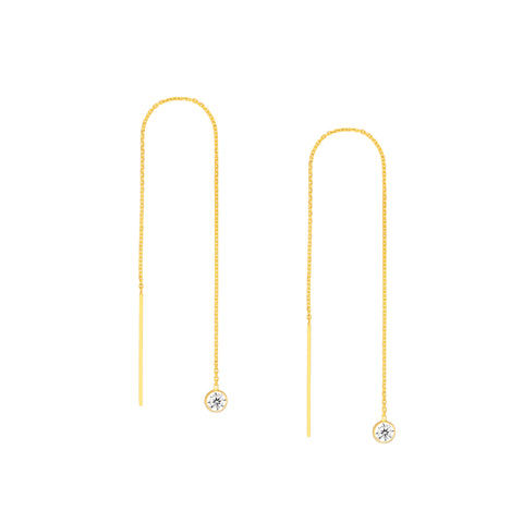 Bezel Set CZ Threader Earrings