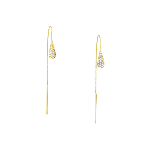 CZ Teardrop Bridge Hook Threader Earrings