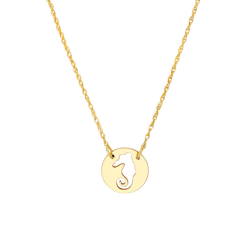 So You Cutout Seahorse Mini Disc Adjustable Necklace