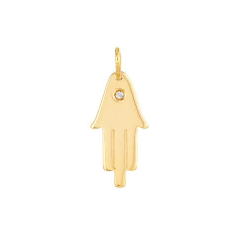 Hamsa Hand Charm with 1pt Diamond