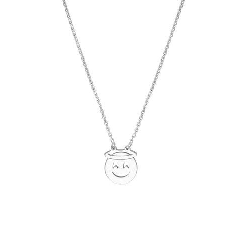 Sterling Silver Angel Emoji Adjustable Necklace