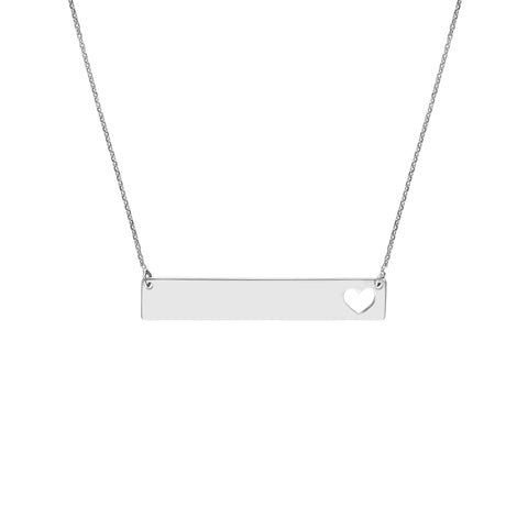 Plated Sterling Silver Bar Necklace with Heart