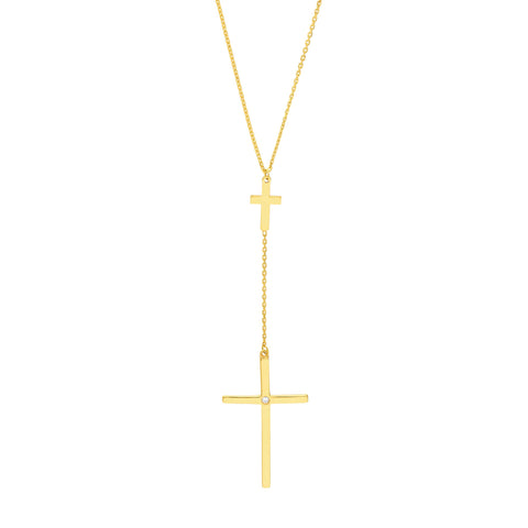 1pt Diamond Cross Duo Adjustable Necklace