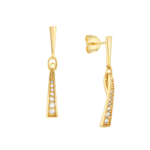 Diamond and Polished Tapered Bar Earrings