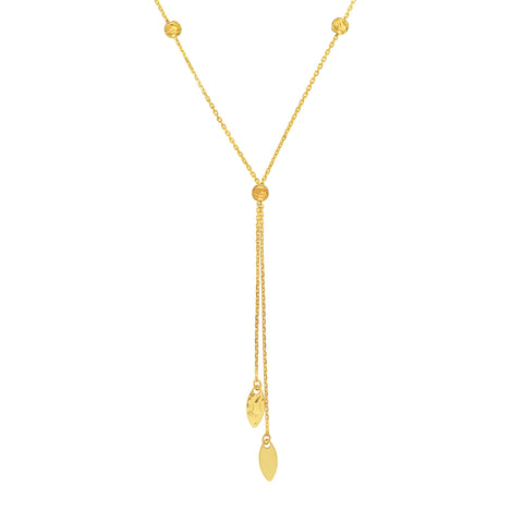 Split Chain Bead/Marquise Lariat Necklace