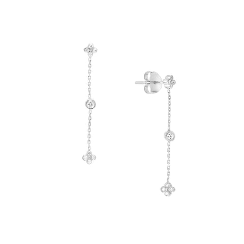 Diamond Bezel and Cluster Dangle Earrings