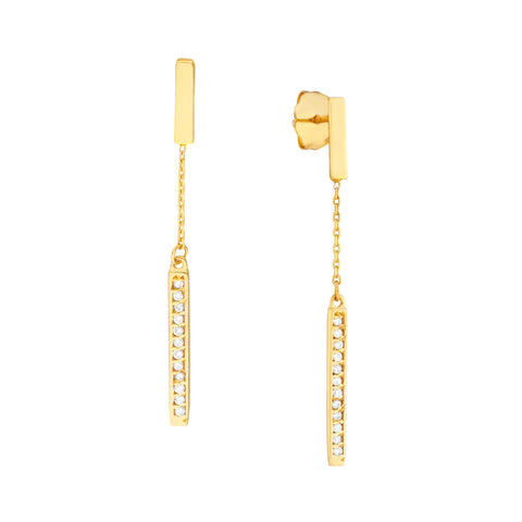 Diamond and Polished Bar Drop Earrings