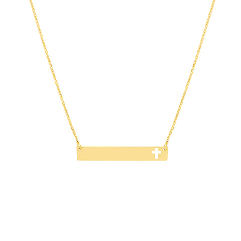 Mini Bar Necklace with Cutout Cross