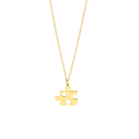 Puzzle Piece with Heart Adjustable Necklace