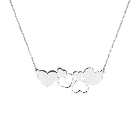 Plated Sterling Silver E2W Heart Cluster Necklace