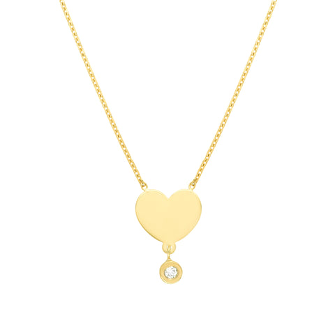 Heart with Diamond Drop Adjustable Necklace