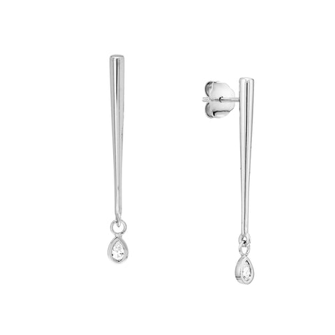 Graduated Bar and Diamond Bezel Drop Earrings