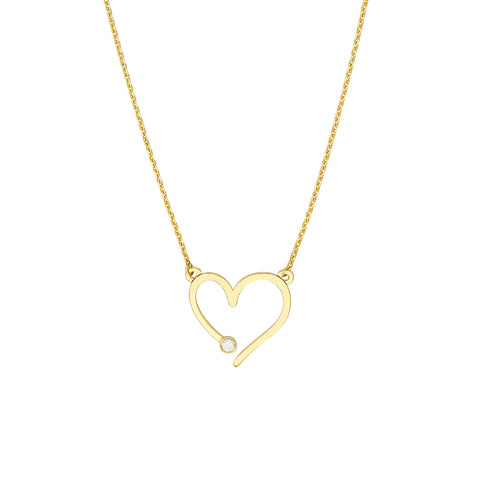 Open Heart with Diamond Adjustable Necklace