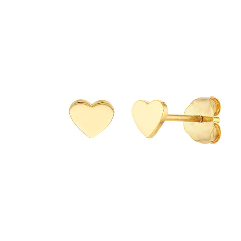 Flat Heart Stud Earrings on Post Back