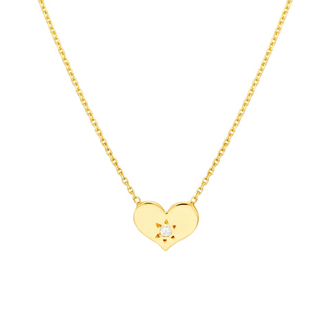 Heart with Diamond Adjustable Necklace