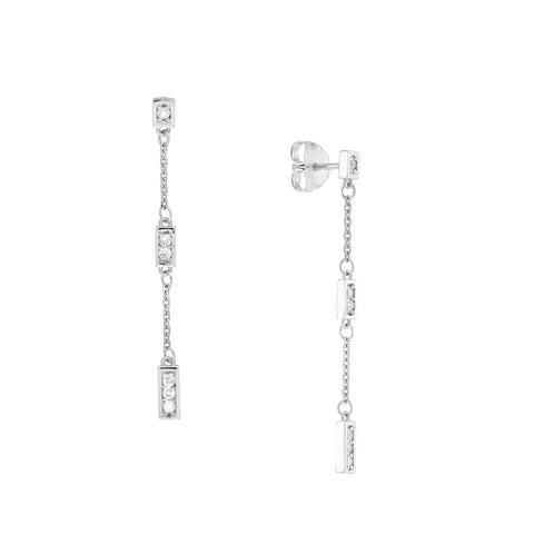 Diamond Mini Graduated Bar Drop Earrings